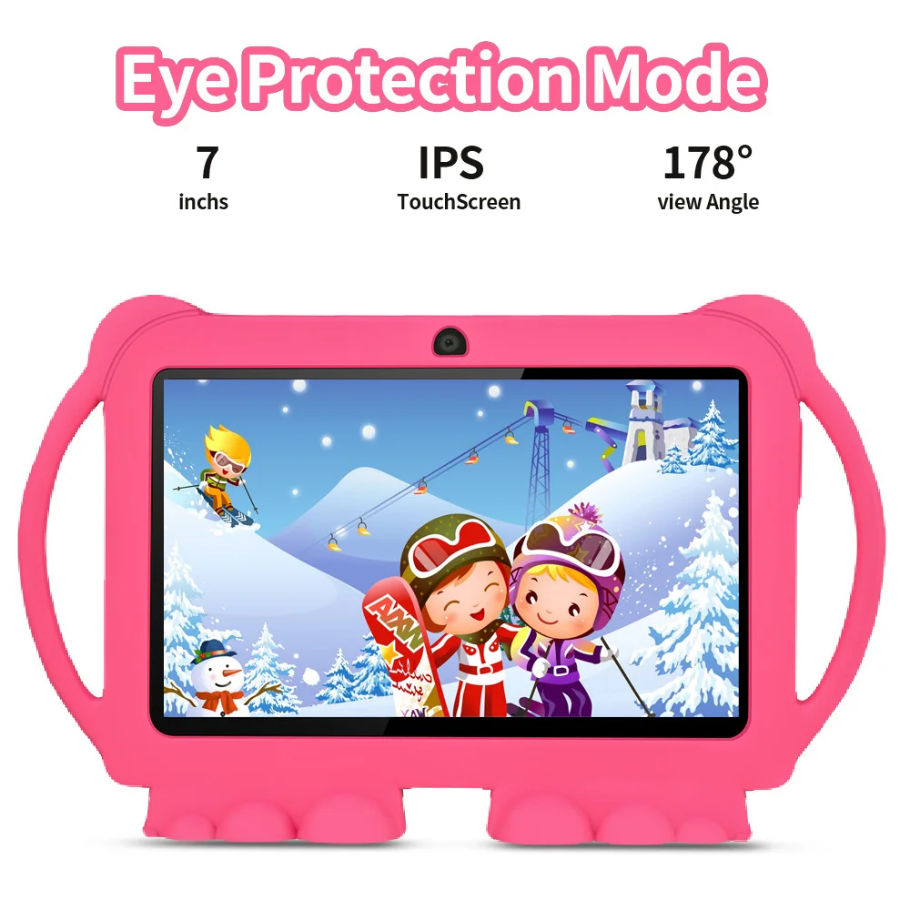 2025 Hot Christmas gifts 7 Inch Kids Tablets Quad Core 4GB+64GB ROM Android 13 Dual Cameras WiFi Tablet Portable protective case