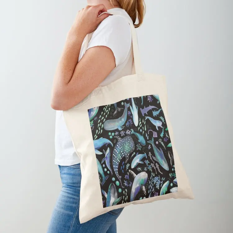 

Ocean Diving with Whales at Night - Remix Tote Bag tote bag custom bags woman 2025 handbag Women's handbag