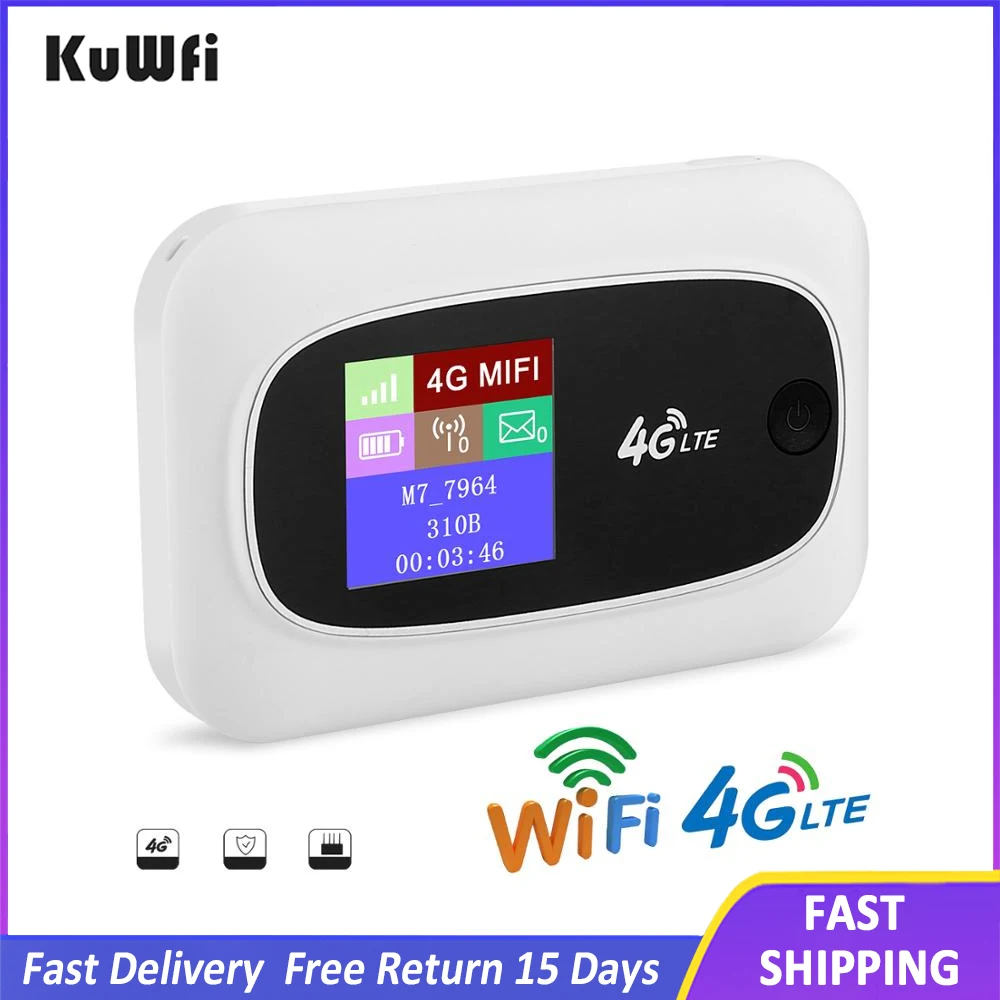 KuWFI Mobile 4G Wifi Router Mobile WiFi Hotspot Travel Router Partner4G  Wireless SIM Routers with SD and SIM Card Solt