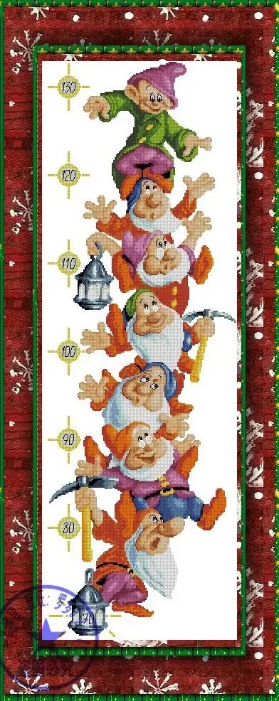 Amishop Top Quality Beautiful Lovely Counted Cross Stitch Kit Height Chart Measure Seven Dwarfs Dwarf My Rain