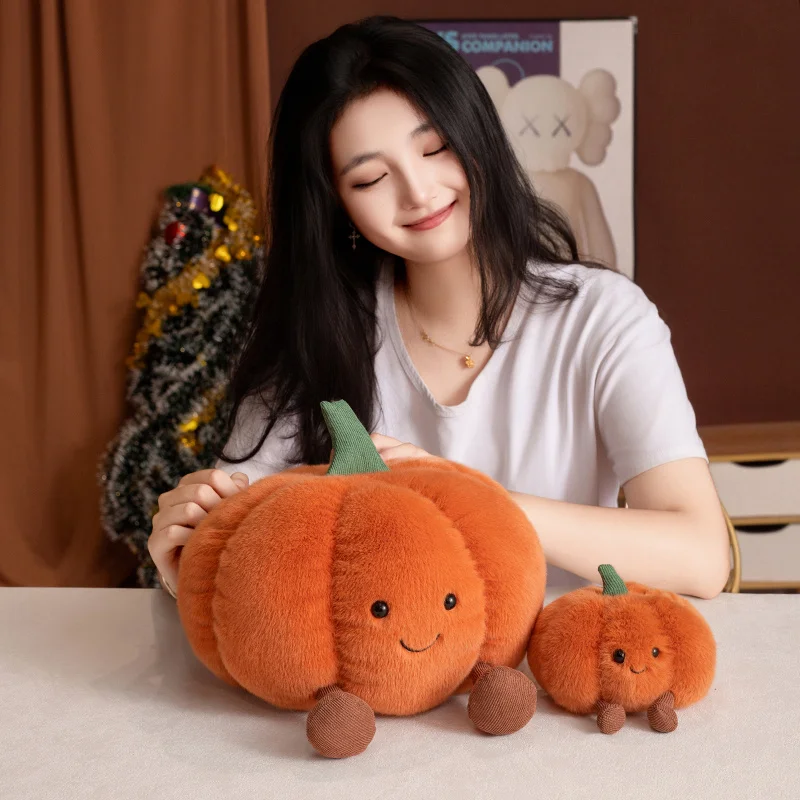 Adorable Pumpkin Plush Toy Lovely Cuddly Doll Soft Stuffed Pumpkin Plushies with Cute Expression Halloween Home Decor Gifts