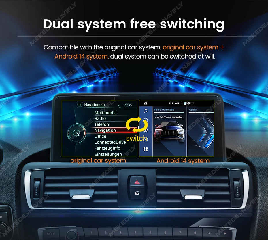 MEKEDE 10,25" 12,3" Android 15 oder Linux System Auto-Multimedia-Player für BMW X5 E70 X6 E71 2007-2012 CCC CIC Autoradio GPS Carplay Android Auto 4G WIFI BT DSP Unterstützt YOUTUBE IGO Netflix OEM Dual-System Kamera KEIN DVD – Detail 12