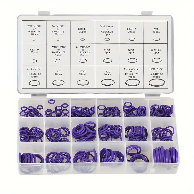 O Ring Set Seal Kit R134a R12 HNBR Rubber O-Rings Assortment For Car Automotive Air Conditioner A/C System Repair Tool
