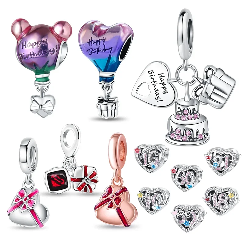 

S925 Серебро С Днем Рождения Подвески Любовь Цифри Празднование Юбилей Серия Бусины для Женщин Diy Оригинальный Браслет Ювелирные Изделия Подарок