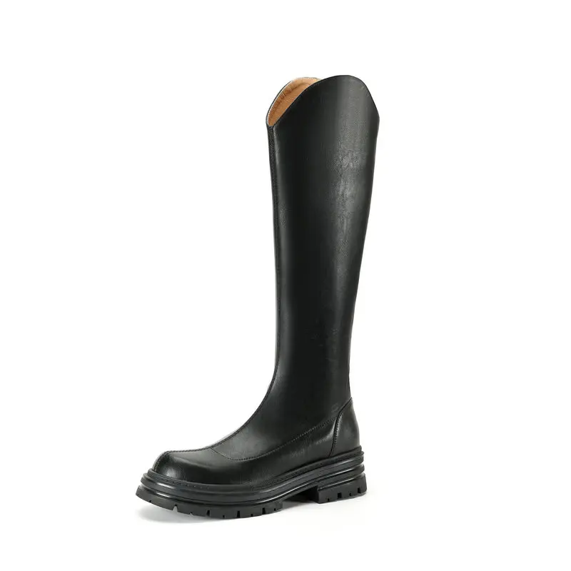 

2025 New Fashion Women Boots 100% Genuine Leather Knee-High Modern Boots Autumn Thick-Soled
