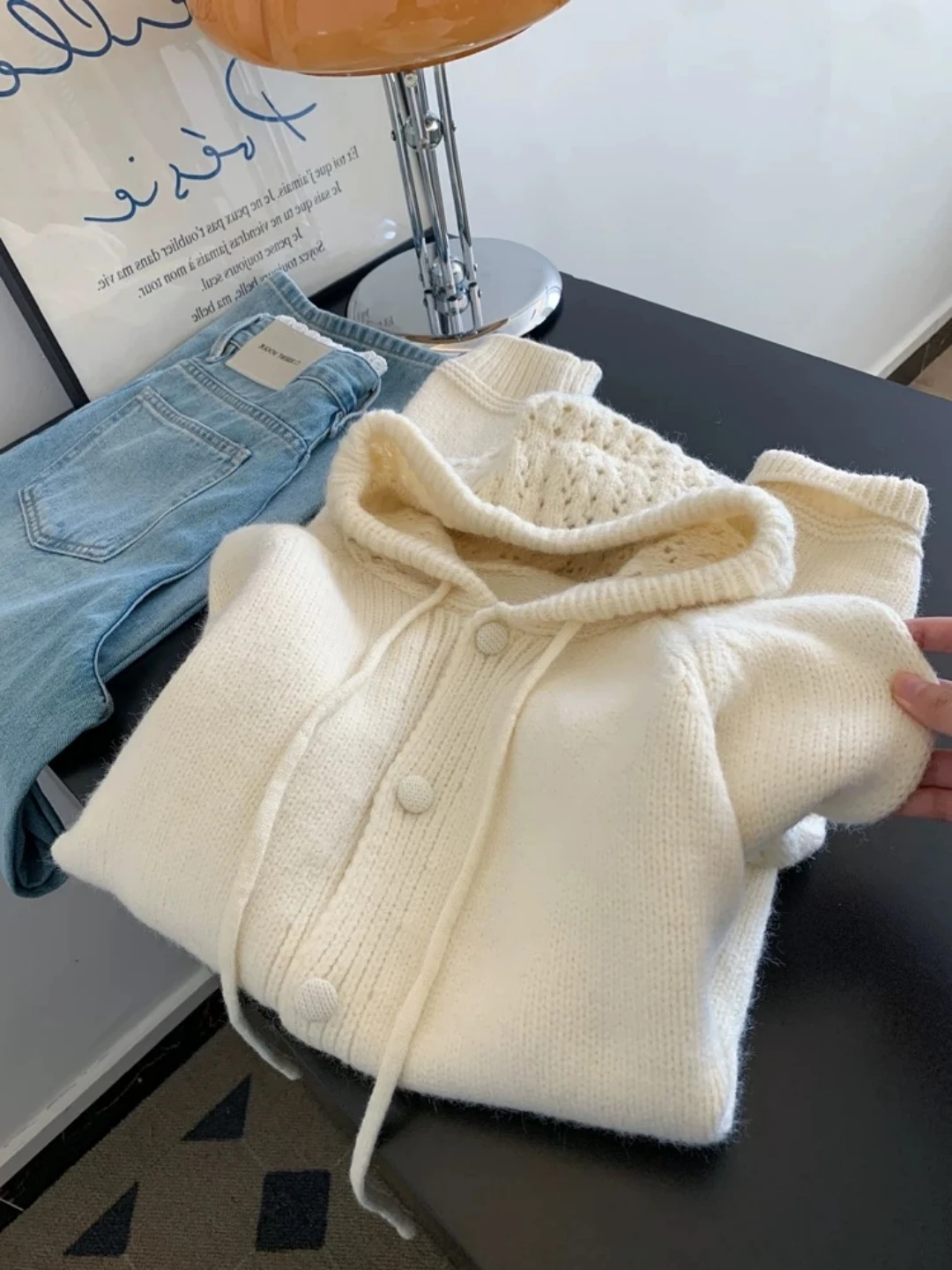 

Retro Korean Sle Loose Knitted Hat Sweater Coat Hollow out Design Women's Autumn Winter Faion Casual Comfortable Outerwear