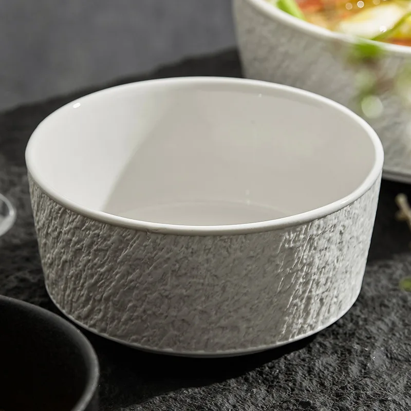 

Solid Color Stone Grain Ceramic Bowl, Household Rice Bowl, Soup Bowls, Ramen Bowl, Soup Plate, Tableware, Kitchen Utensils