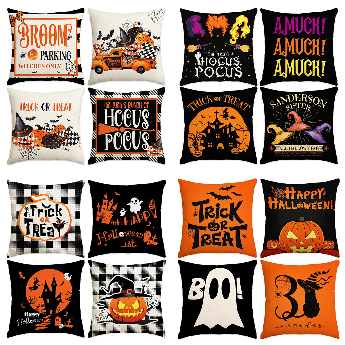 

Nordic Halloween Linen Pillowcase Halloween Eve: Trick or Treat Living Room Sofa Decoration Pillow Cushion Covers 45x45cm