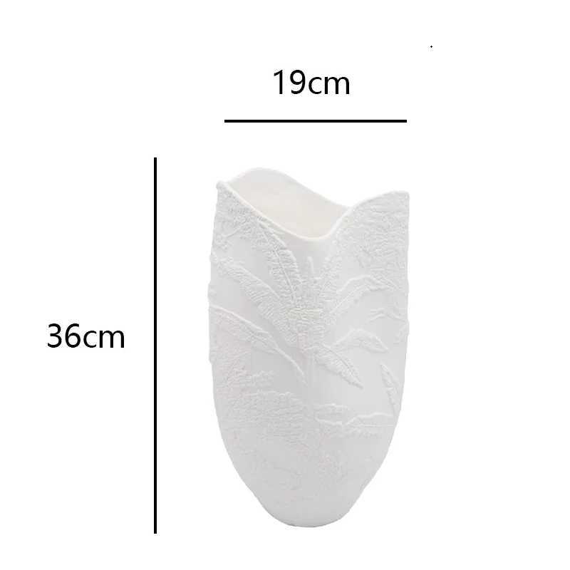 36cm/White French relief vase, light luxury decoration for home, living room, foyer, model room, decoration decoration decoratio