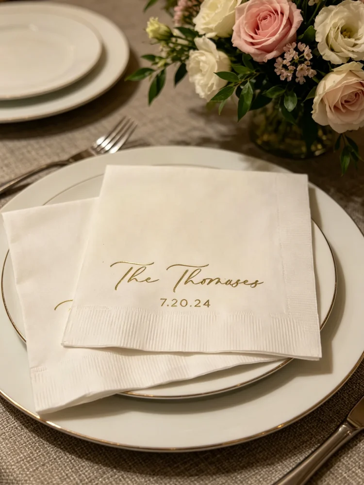 

Custom Modern Font Monogram Personalized Wedding Napkins, Disposable Beverage Cocktail Luncheon Dinner Guest Towels