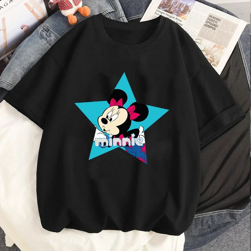 Cute Mouse Graphic Women T-shirt Cartoon Printed Short Sleeve Tee Shirt Funny Duck T Shirts Summer Streetwear Y2k Clothes Tops