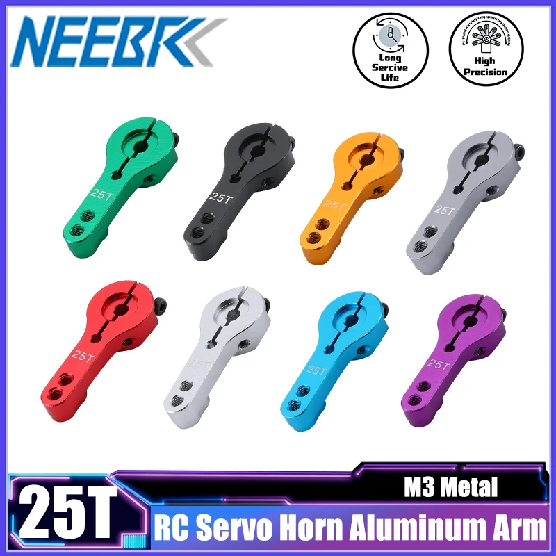 NEEBRC 25T RC Servo Horn Aluminum Arm Set for MG995 MG996R E9001 RC Car Boat Crawler Model Futaba HL JX SPT PowerHD Wltoys Toy