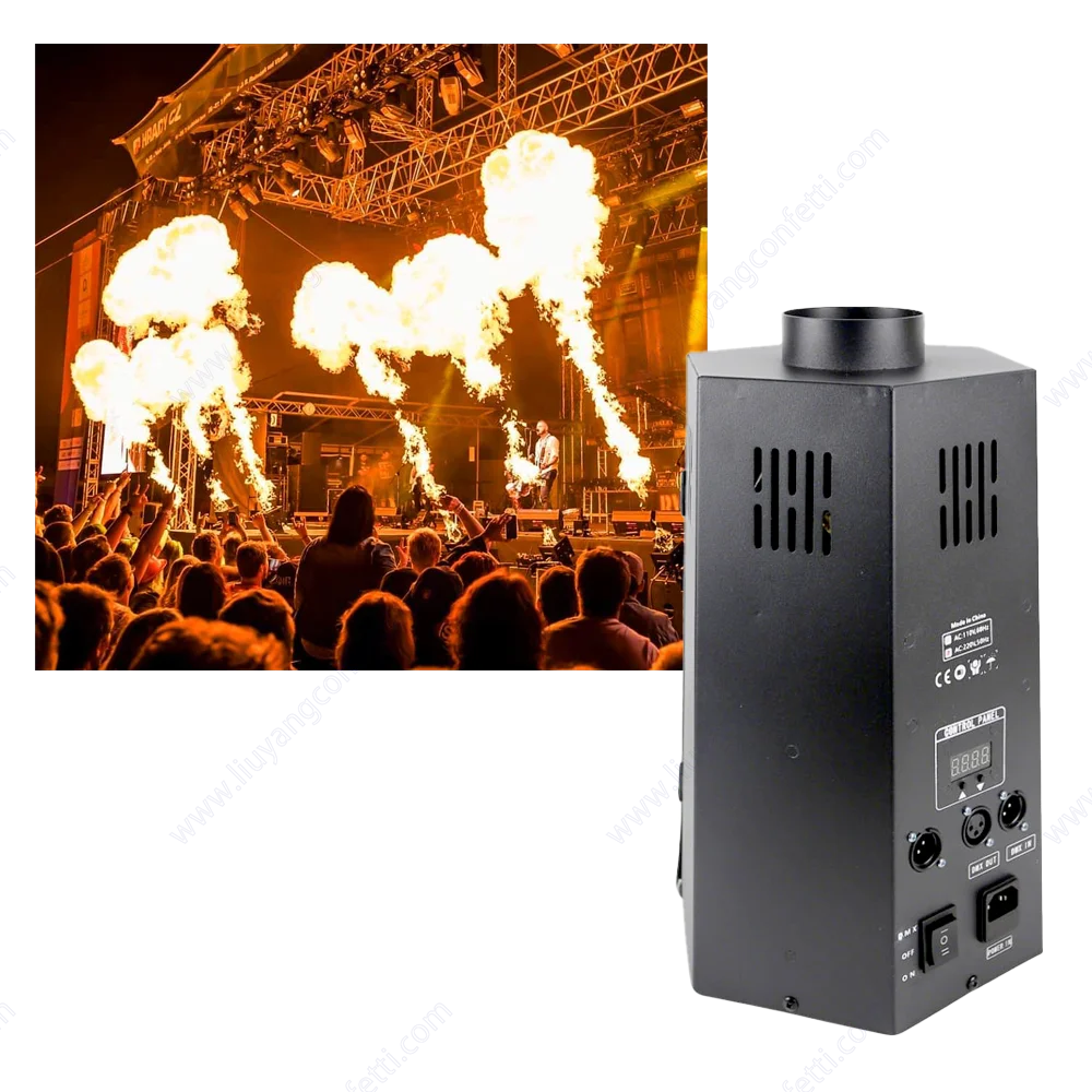 80W Hexagonal Flame Machine Stage Fire Throw Remote Control DMX512 Column for Outdoor Show Concert Event FX DJ Performance