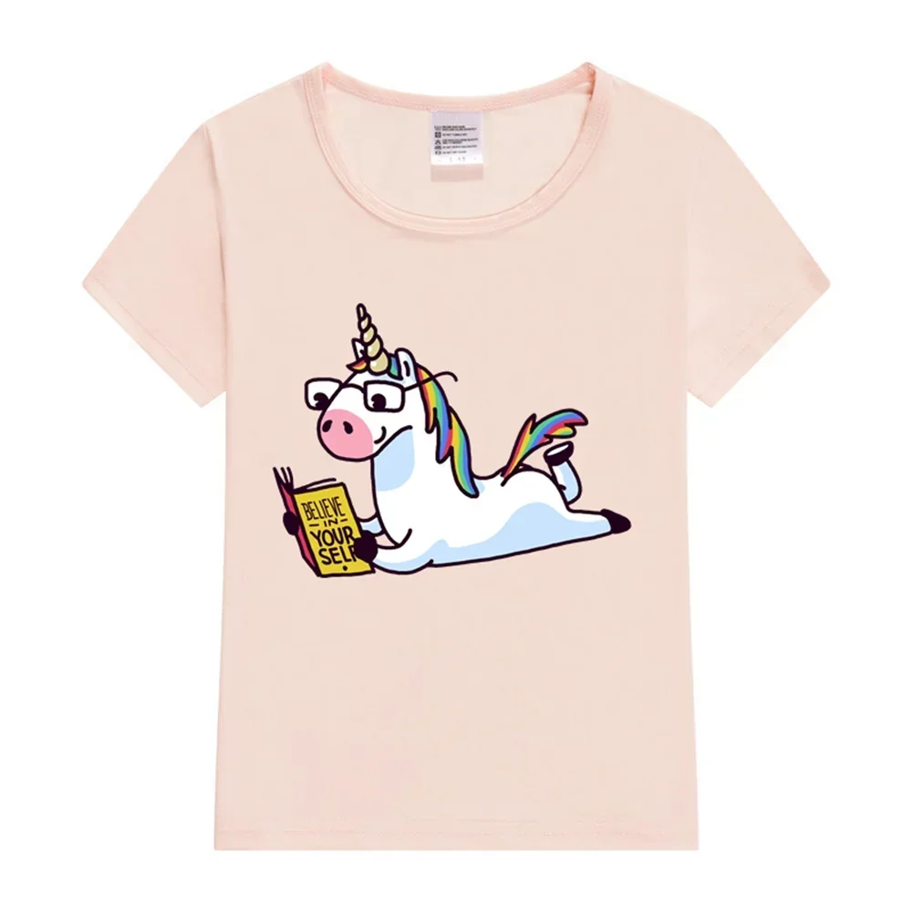 Camiseta de unicornio cree en ti mismo magicamente fabuloso II para niños, ropa de calle informal para niños, camiseta para bebés, ropa para niños y niñas, camisetas superiores