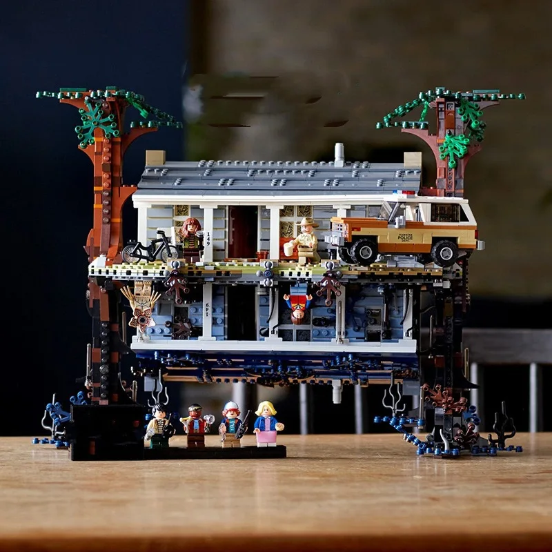 MOC-bloques de construcción de calles de ciudad al revés, modelo de ladrillo Compatible con 75810 para niños y adultos, juguetes de Navidad y cumpleaños, regalos