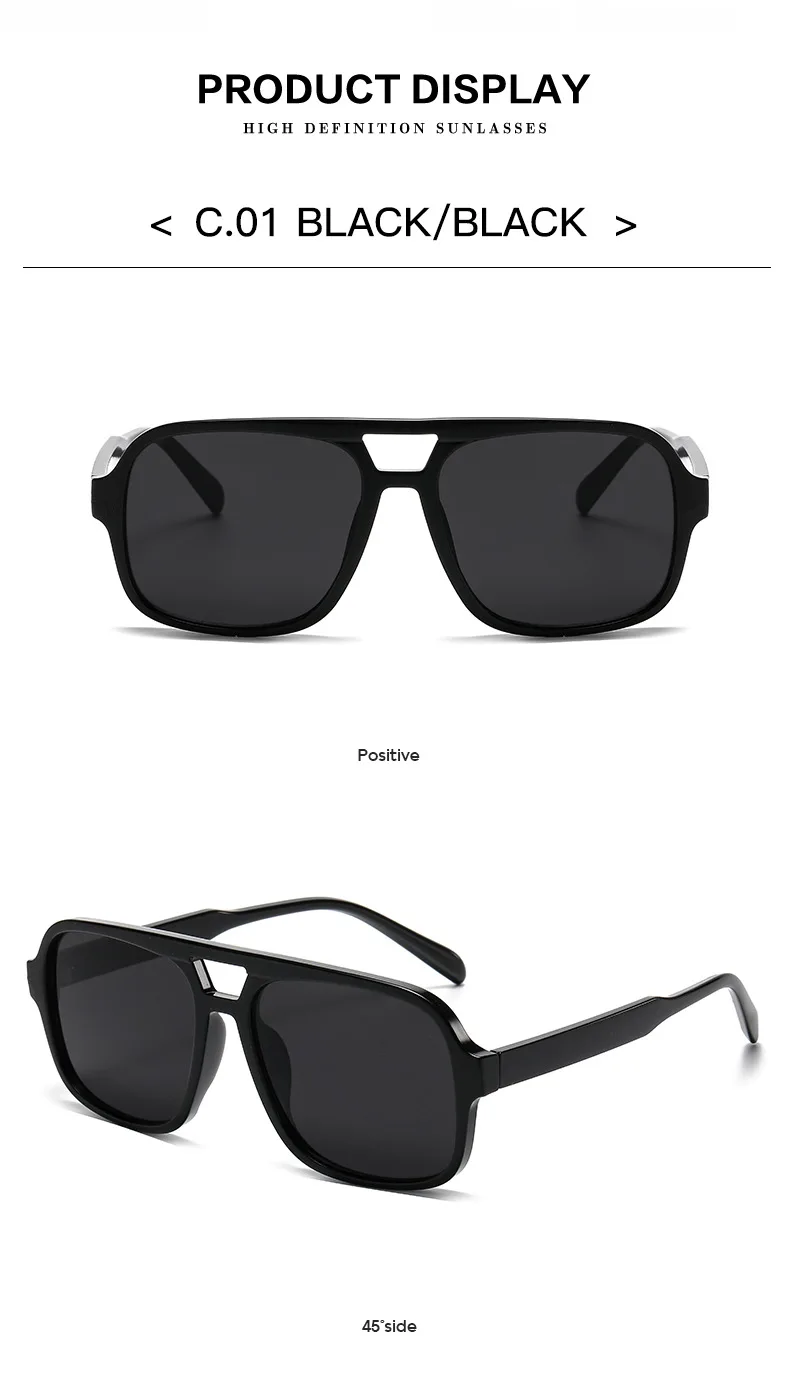Mode gelbes Quadrat Frauen Sonnenbrille Retro Doppelbrücken großen Rahmen Sonnenbrille Frau Mode Luxus Designer Sonnenbrillen Brillen – Detail 9