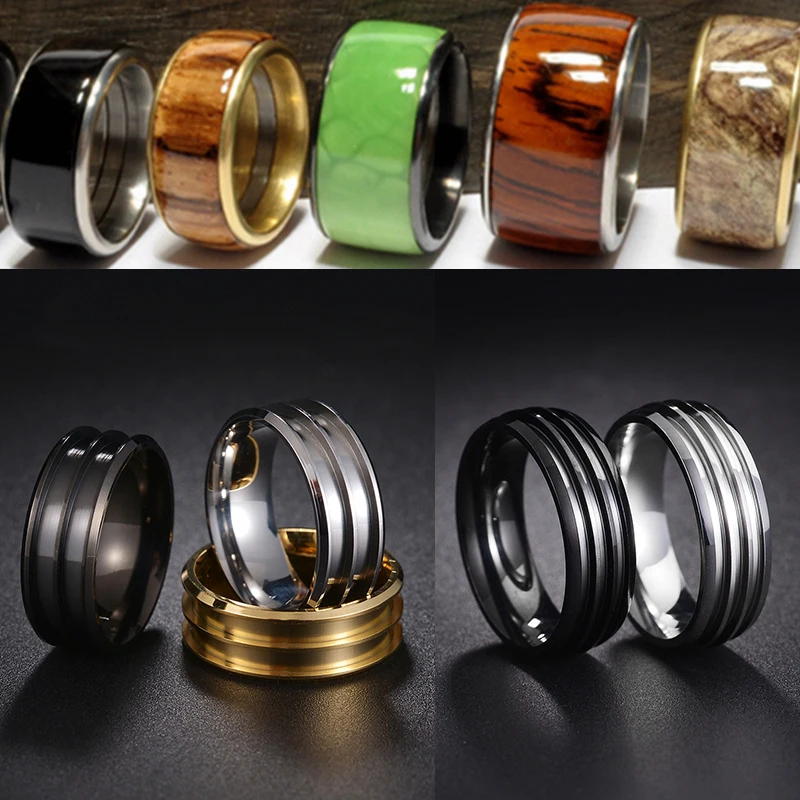 Moda 4/5/6/8mm stal nierdzewna 1/2/3 pusty rowek DIY pierścionek do rękodzieła moda mężczyźni kobiety urok biżuterii akcesoria hurtowo