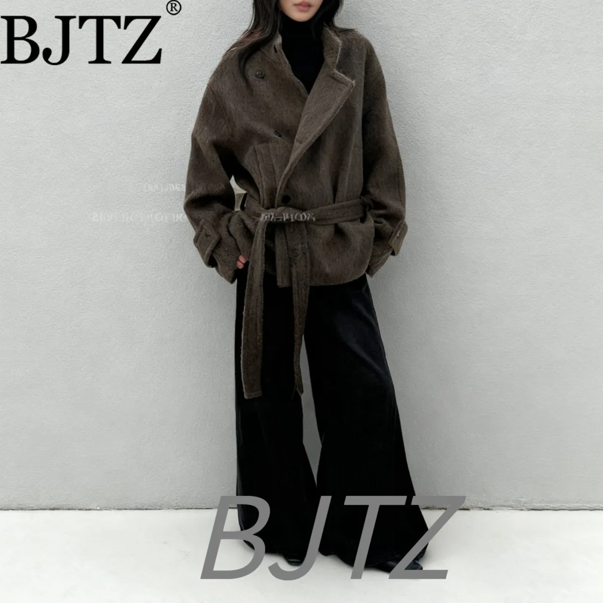 

BJTZ Winter Women’s Thickened Warm Wool Blend Coat Elegant Minimalist Casual Premium Quality Comfortable Luxury AW25 Outerwear