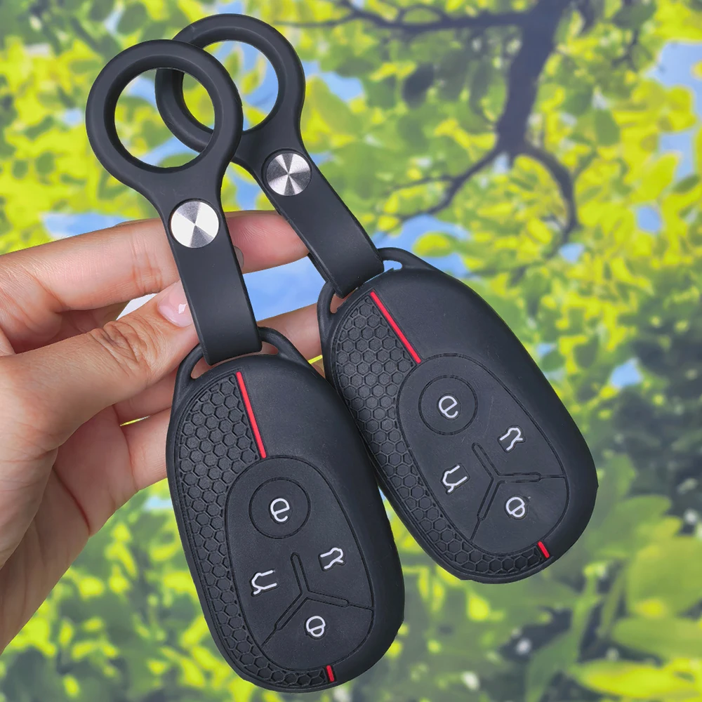 Honeycomb Silicone Key Cover With Keychain For Geely GEOME Galaxy Light Star Wishes 2025 Exploration Youth Version Smart Key Fob