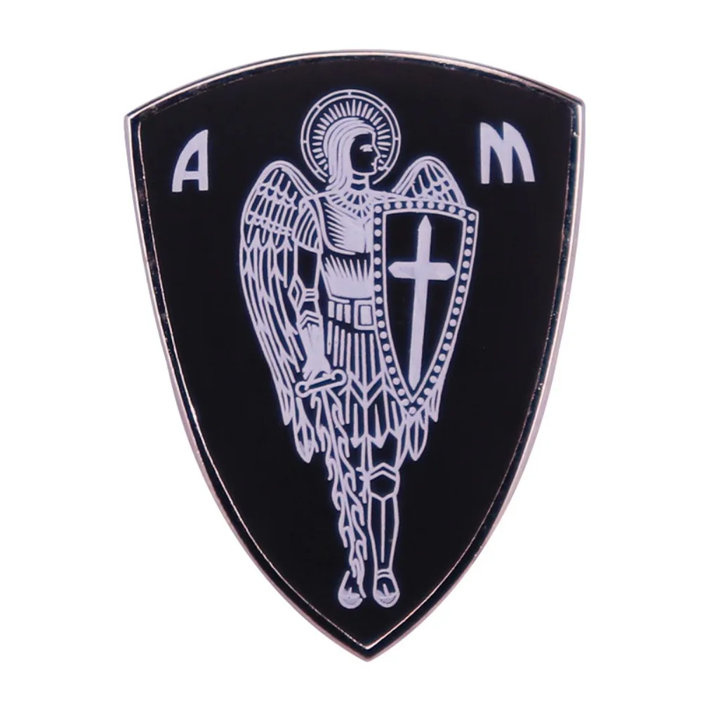 Vintage Wing Fighter Metal Badge Hard Enamel Brooch Cross Pattern Sword & Shield Ornament Multi-use Bag Hat Clothing Accessory