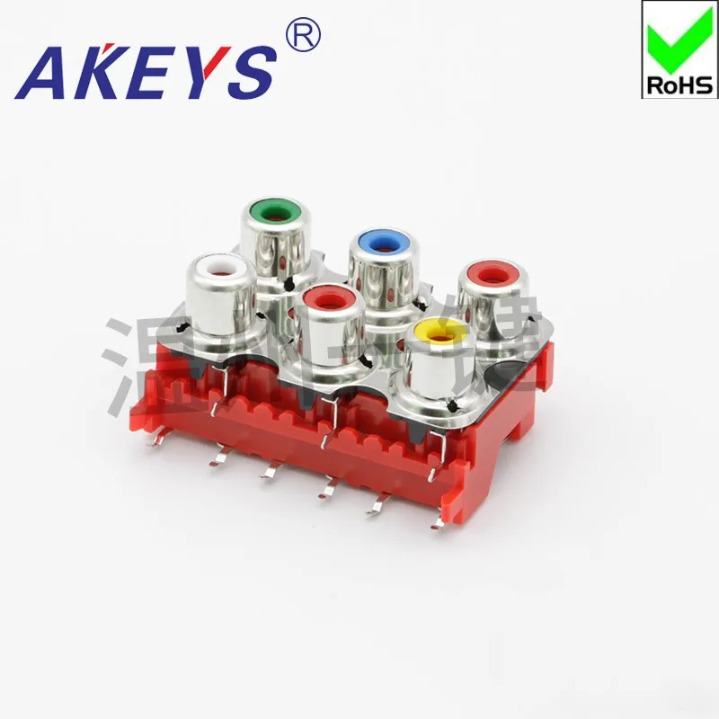 10 pcs AV with core socket RCA seat six-hole PCB welded Audio Video socket Lotus seat AV6-8.4-13D