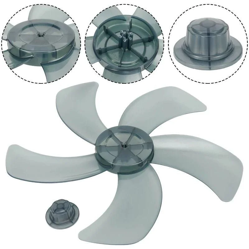 

16 Inch Household Plastic Fan Blade Five Leaves With Nut Cover For Pedestal Transparent Table Stand Fanner General Accessories