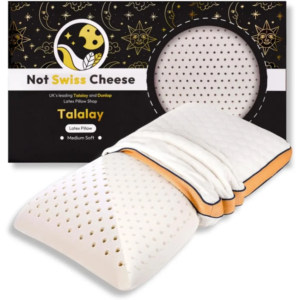 

Premium Talalay Latex Foam Pillow | Natural Medium Soft Orthopedic Cervical Pillow for Neck Pain Relief | Queen Size w/Washable