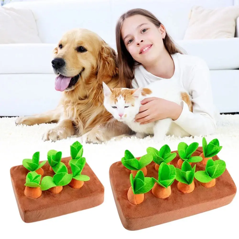 Brinquedos de interação puxando rabanete snuffle esteira puxar para cima cenouras de pelúcia cenoura brinquedos educativos criança cão de estimação mastigar brinquedo