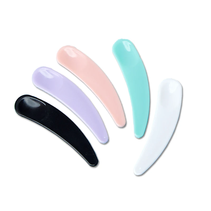 -10-100pcs/lot Mini Cosmetic Spatula Scoop Disposable Mask White Black Green Purple Plastic Spoon Makeup Tool 5.5cm