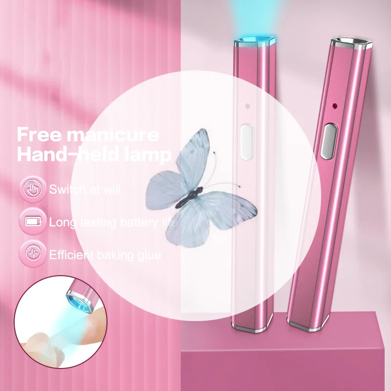 Mini lampada per unghie portatile Mini luce UV metallica portatile per unghie in gel con 2 timer 20s/60s