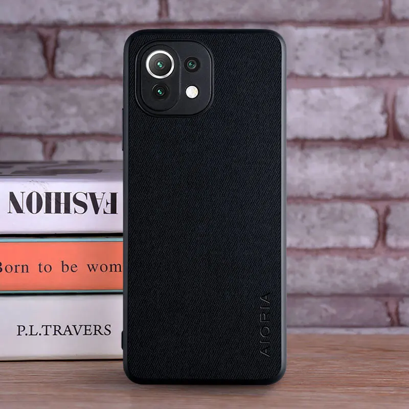 สําหรับXiaomi Mi 11 Lite 5G NE Coqueหรูหราสิ่งทอหนังนุ่มTPU Hardฝาครอบโทรศัพท์FundaสําหรับXiaomi Mi 11 LiteกรณีCapa