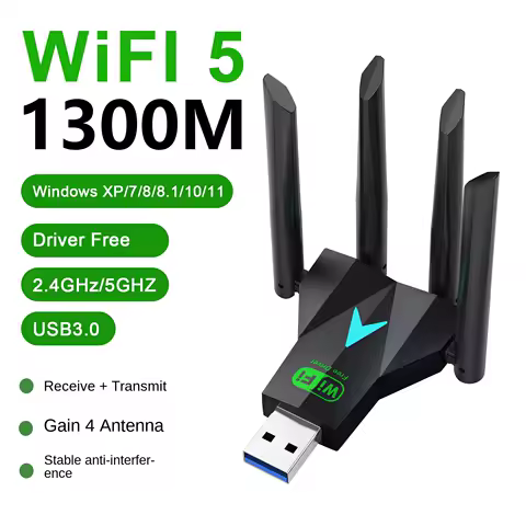 1300Mbps USB 3.0 WiFi USB Adapter Dual Band 2.4G/5Ghz Wi-Fi Dongle 4 Antenna Wireless Receiver For PC/Laptop Driver Free