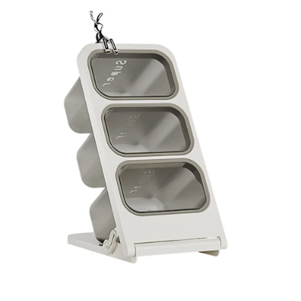 

Removable Desktop Slanting Organizer Large Capacity Plastic Cosmetics Storage Box with Rabbit Ornament Divided