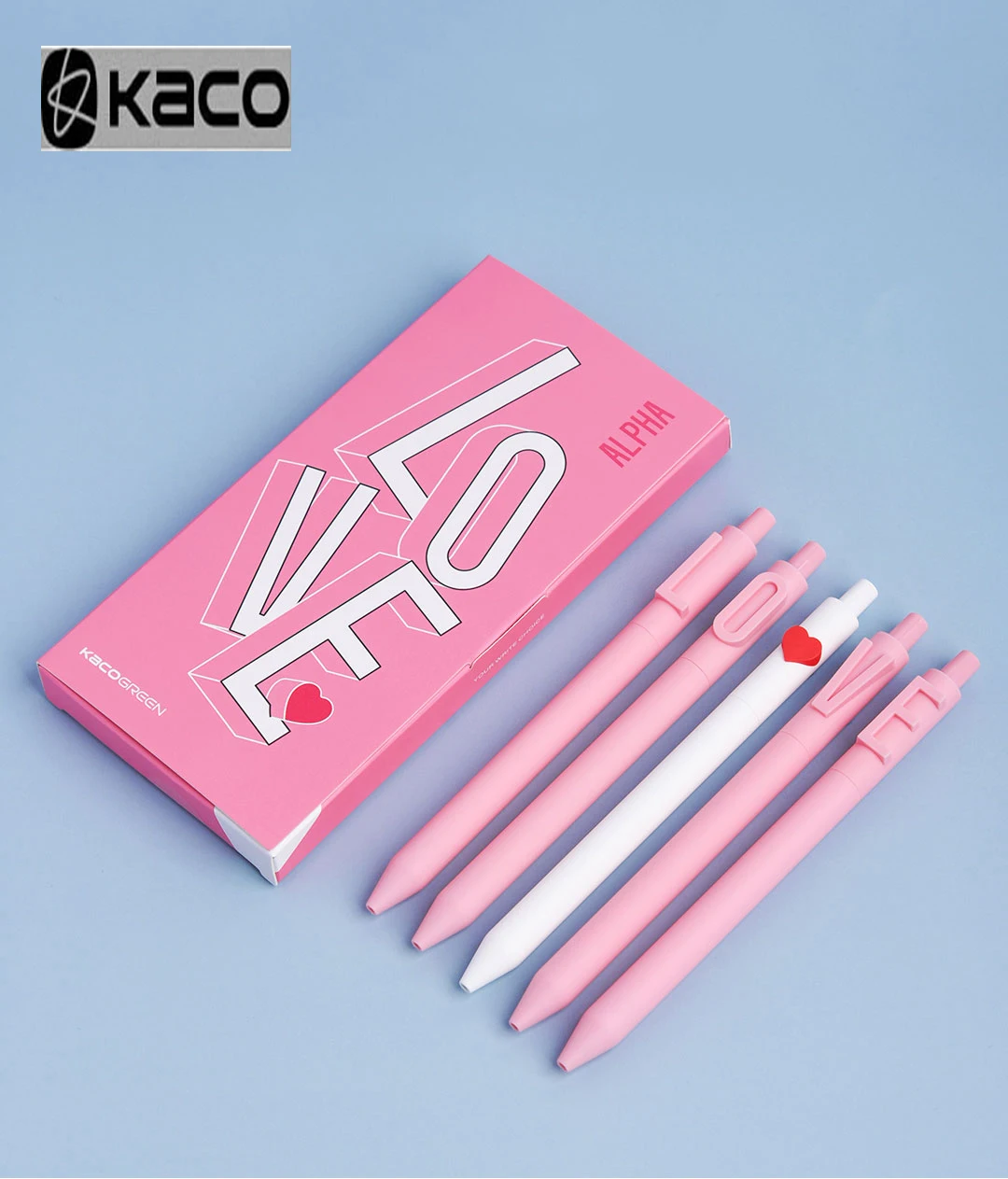 Kacogreen-Juego de bolígrafos de Gel, recargas de tinta negra de 0,5 MM, Caneta para firmar con amor, suministros de papelería para oficina y Escuela Con recargas Kaco