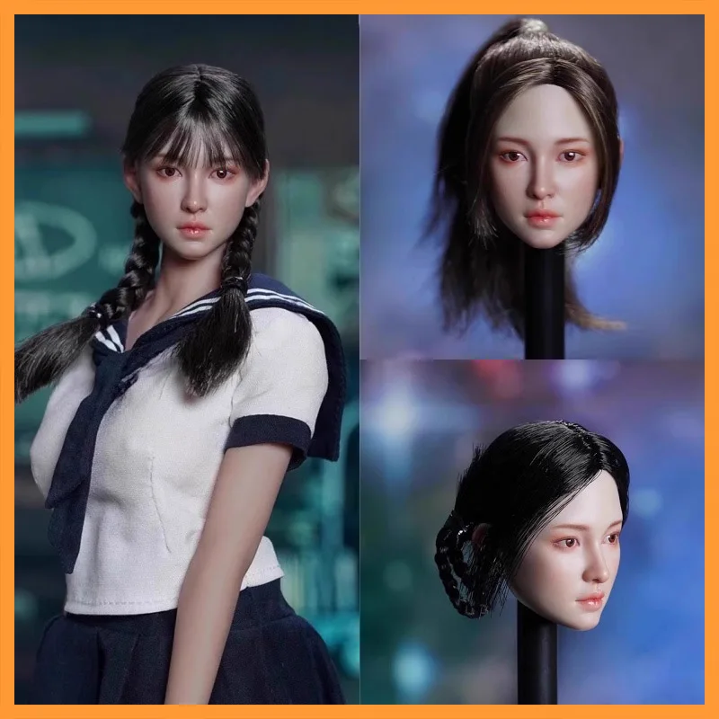 In Stock SUPER DUCK 1/6 Scale SDH042 Gentle Sweet Style Asian Female Soldier Head Carving Fit 12inch Action Figure Model Toys