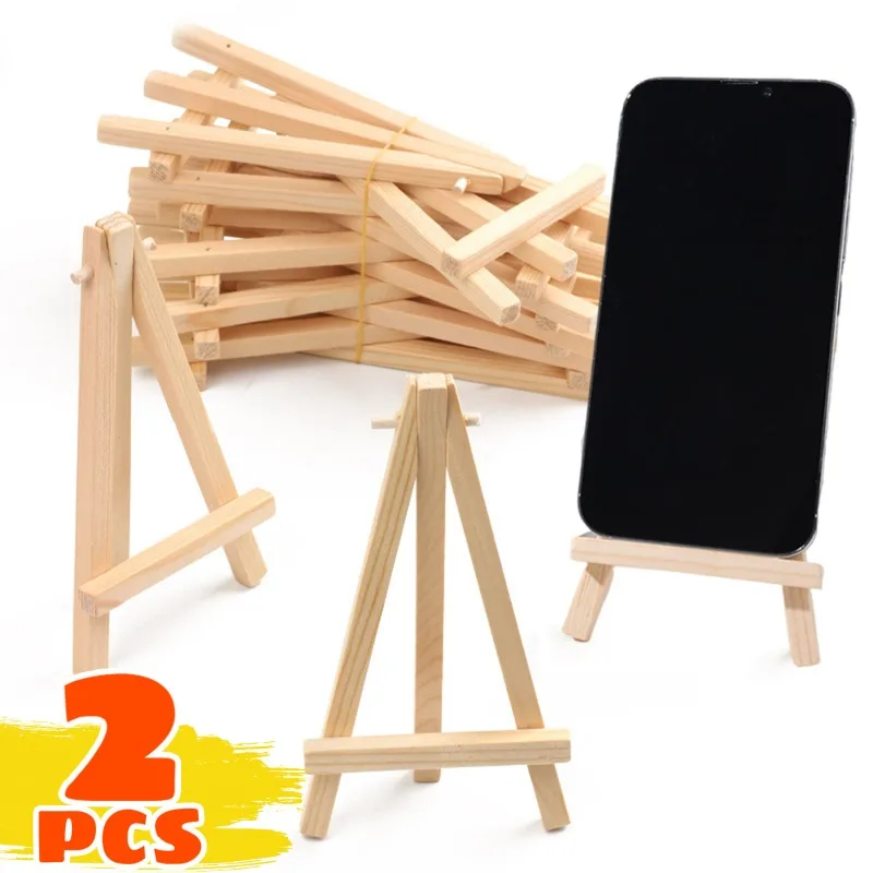 1/2pcs Natural Wood Mini Easel Frame Tripod Desktop Phone Holder Display Meeting Table Name Card Stand Children Painting Craft