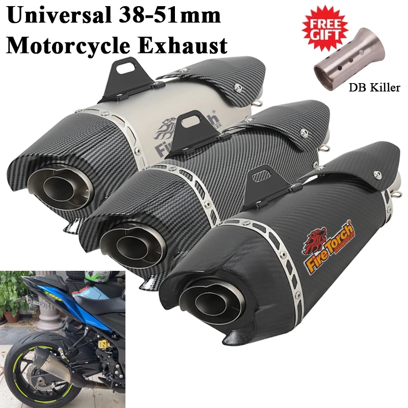 

Universal Motorcycle Exhaust Carbon Fiber Pipe Escape Systems Modified Muffler DB Killer For Ninja 250 650 ZX10R DUKE 250 390 R6