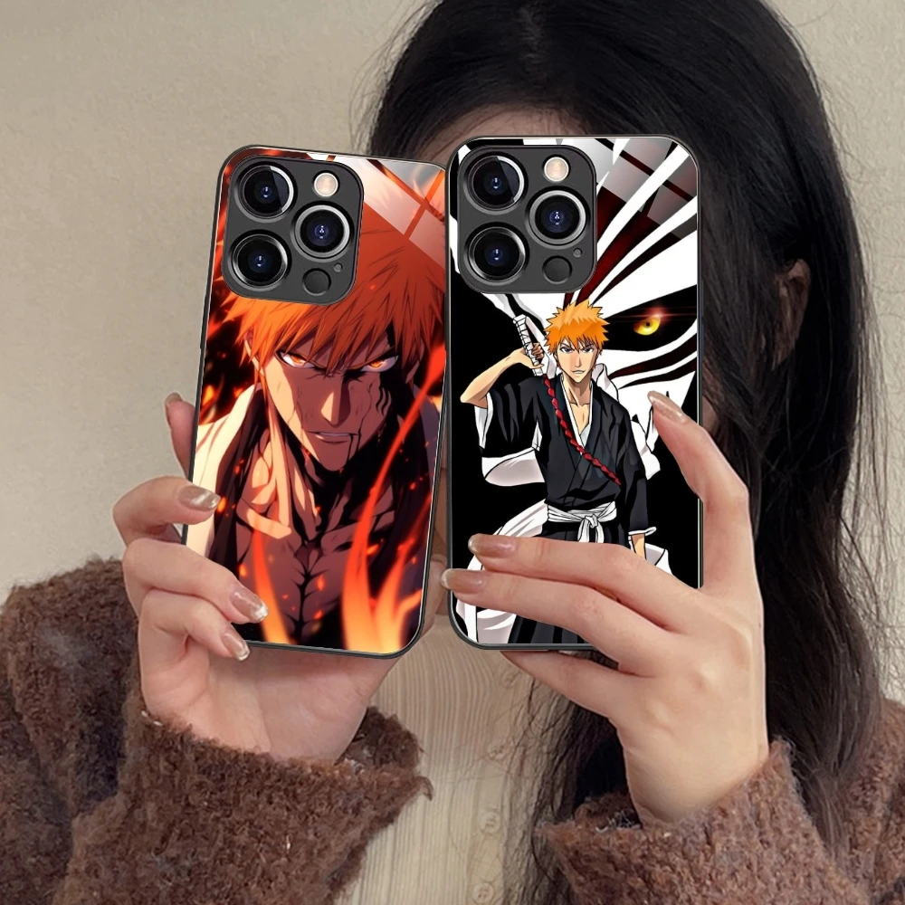 Bleach Ichigo Mobile Cell Phone Case for iPhone 15 14 13 12 11 X XR XS 8 Pro Max Plus Mini PC Glass Phone Cover Shell