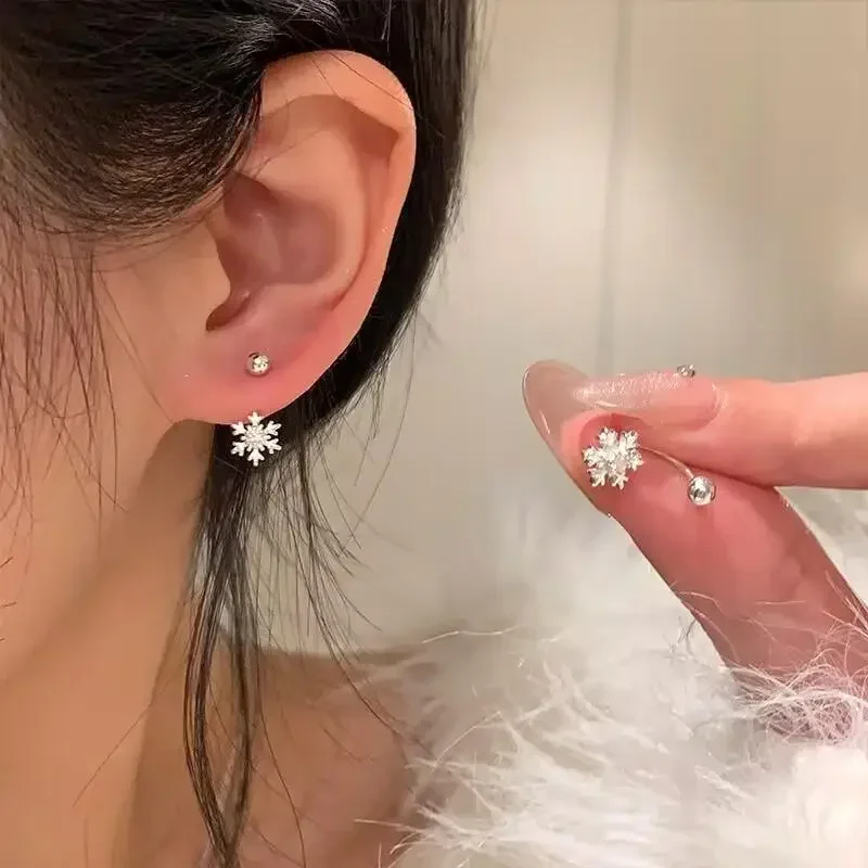 الفولاذ المقاوم للصدأ ليتل هوب أقراط للنساء صغيرة ندفة الثلج المسمار المشبك الغضروف أقراط ثقب المجوهرات #2