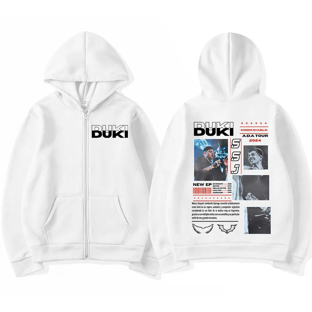 Rapper Duki ADA Tour 2024 Zip Up Hoodies Mens Women Clothing Fashion Hip Hop Zipper Loose Hooded Sweatshirts Jackets Streetwear