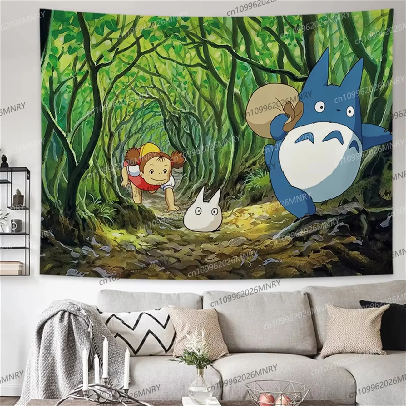 Hayao Miyazaki Totoro Background Cloth Ins Hanging Cloth Anime Hanging Paint Wall Bedhead Tapestry Dormitory Wall Cloth Tapestry view 2