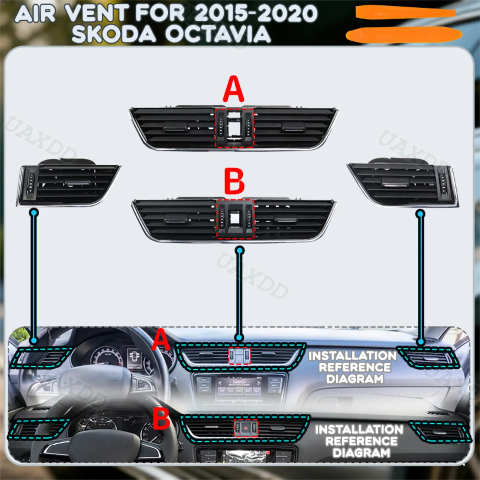grille equipment car For 2015-2020 Skoda Octavia Air Conditioning assembly vent HVAC outlet 2Din AC Parts Automotive ventilation