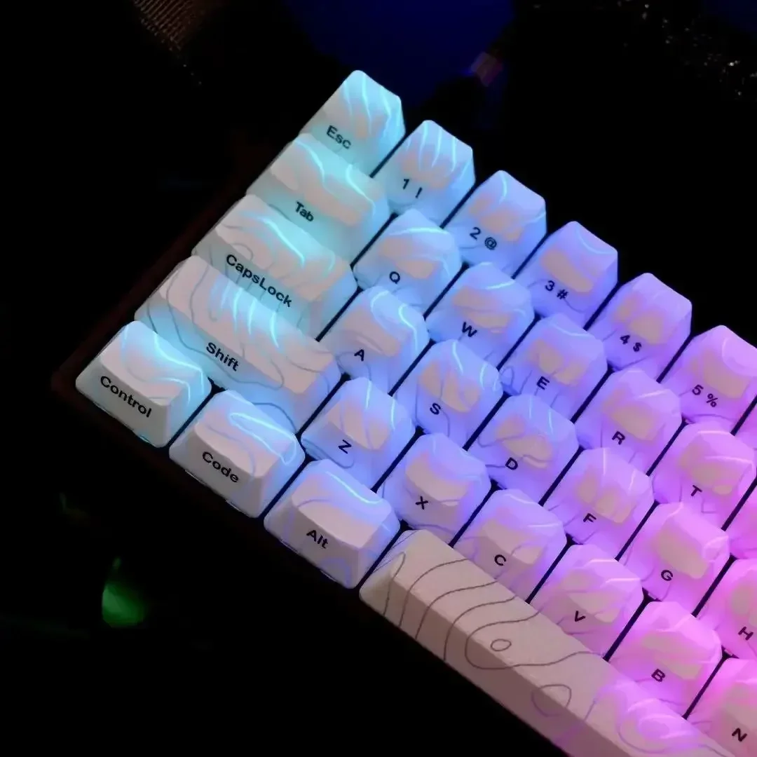 Translucent Altitude Line White Side Print PBT Keycap Backlit RGB Cherry Profile Dye-Sub for Cherry MX Gamer Mechanical Keyboard