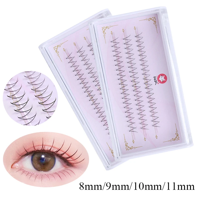 V-shaped Eyelash Clusters Curling Single-cluster Eyelashes Natural Cross Mixed Fairy Grafting Lashes False Eyelashes Makeup Tool