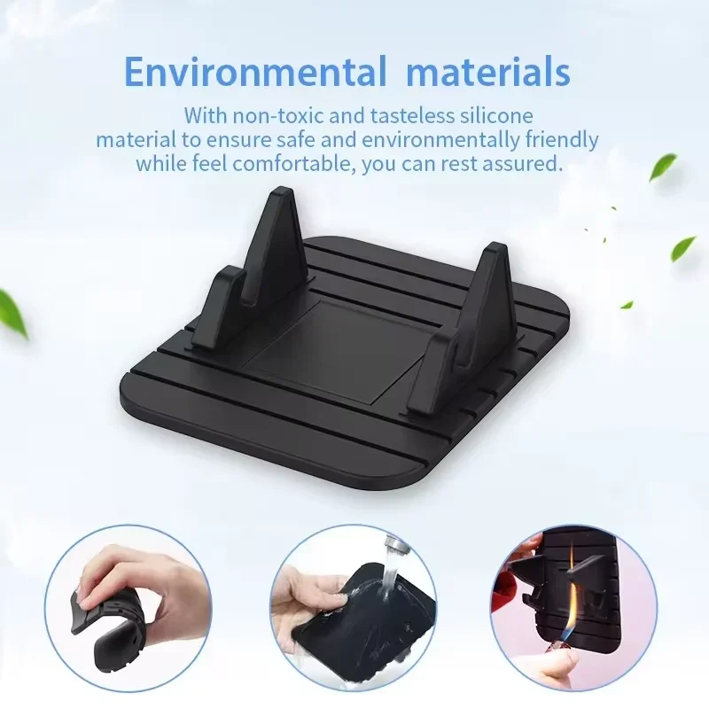 Car Dashboard Silicone Mount Phone Holder Non Slip Mat GPS Navigation Bracket  For iPhone Samsung Android Smart Phones Keys