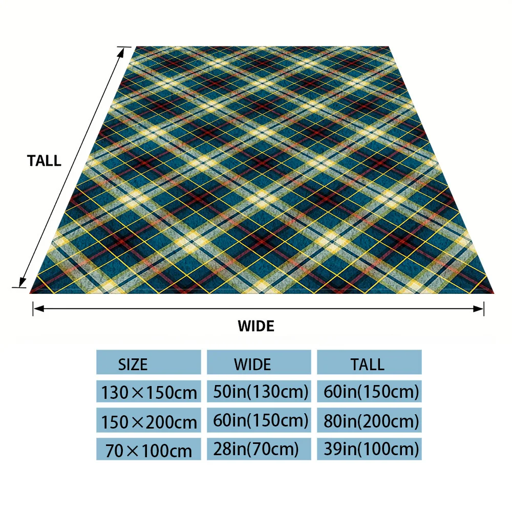 Dark Tartan Flannel Luxury Blanket, Lightweight And Comfortable Woolen Blanket, Ultra-Fine Fiber