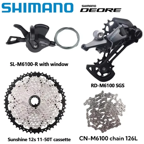 Imagen 2 del producto Grupo SHIMANO DEORE M6100 SL RD CN CS M6100 para 1x12s MTB desviador trasero 10-51T Cassette Sunshine K7 DEORE 12S 4 Uds Kit