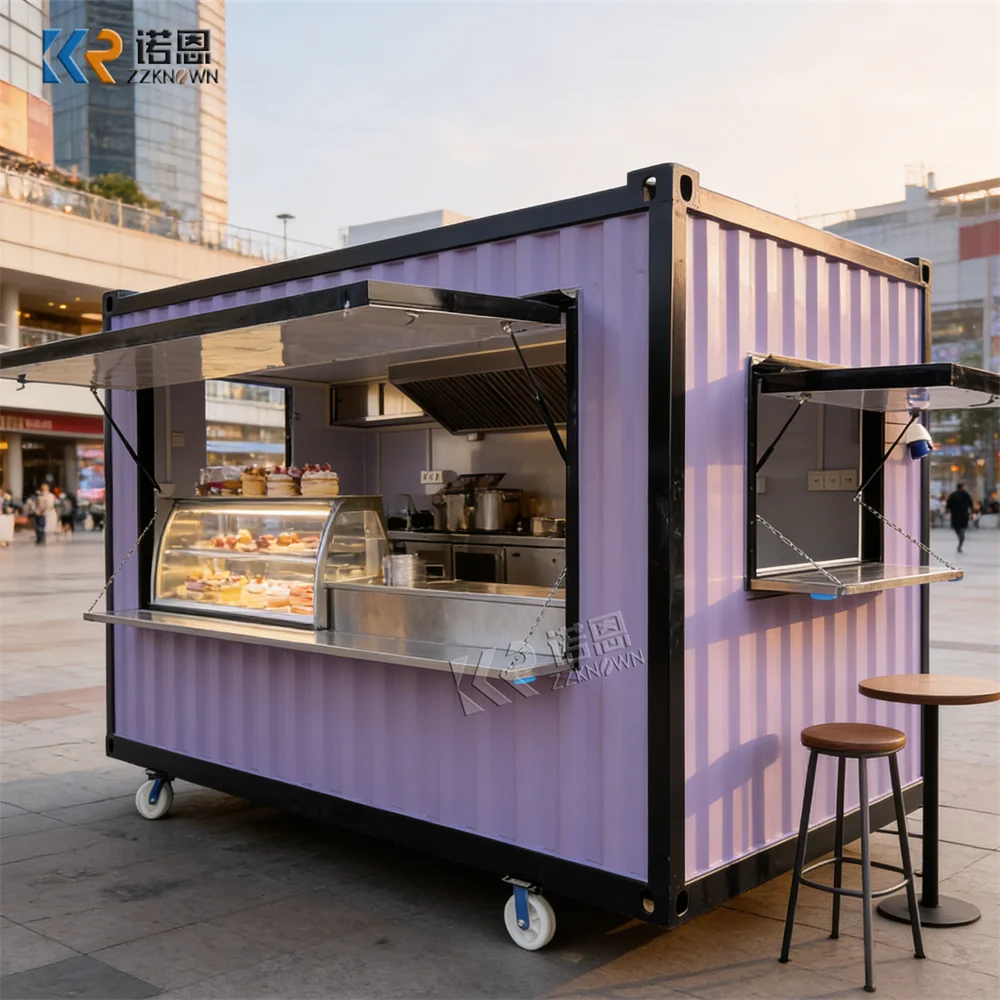 Movable Food Kiosk Restaurant Mobile Container Bar Luxury Customized Container Restaurant with Custom Interior Layout