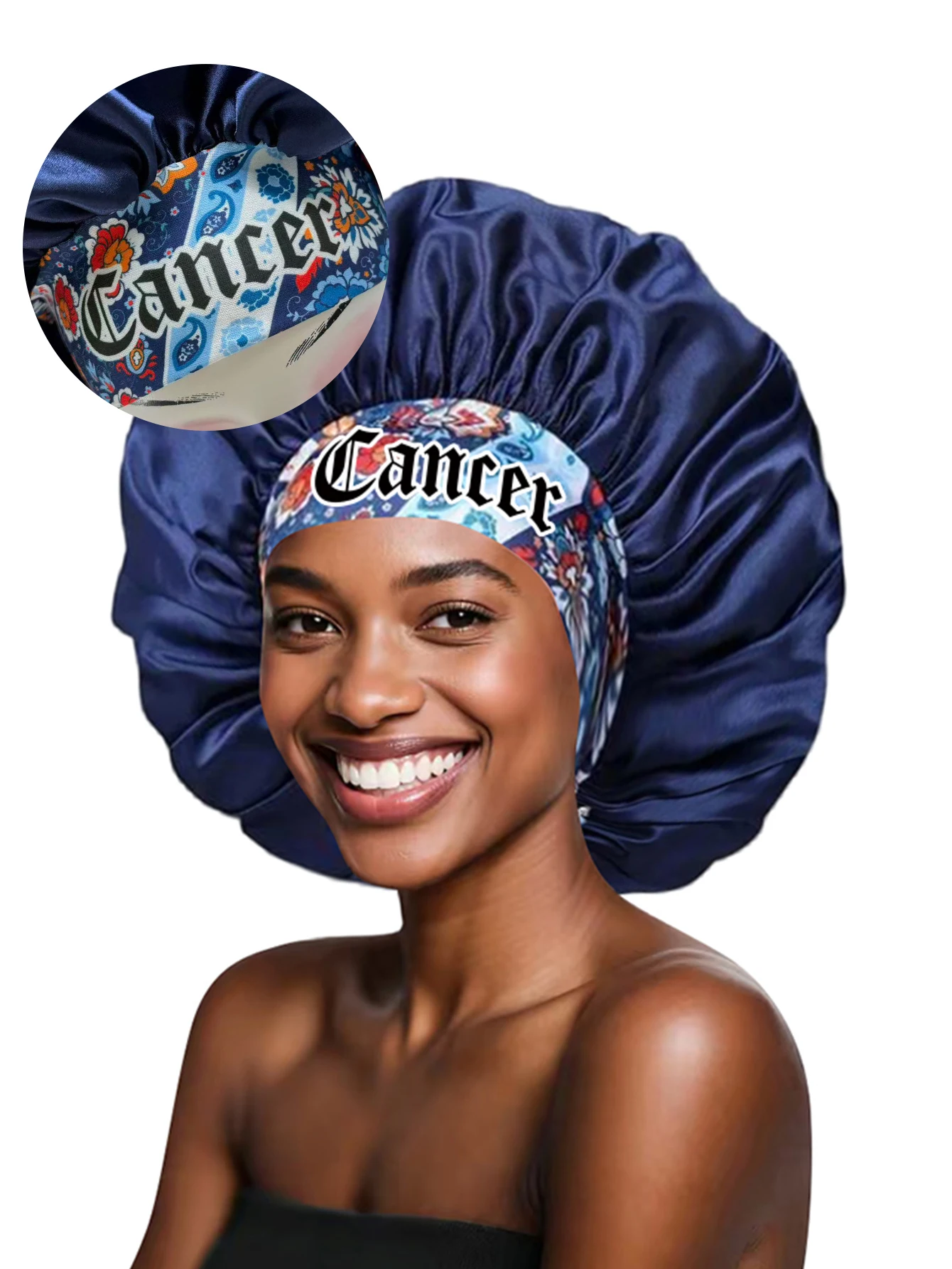 

1 шт. Индивидуальный атласный чепчик для сна с широкой эластичной лентой, большой шелковый ночной чепчик для женщин