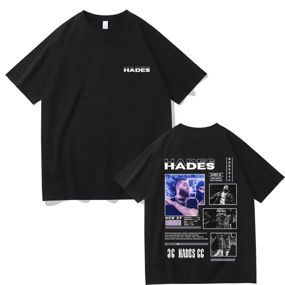 Rapper Hades 66 Make Money Not Friends Double Sided Print Tshirt Men Women Clothing Short Sleeve Men's Hip Hop Oversized T Shirt